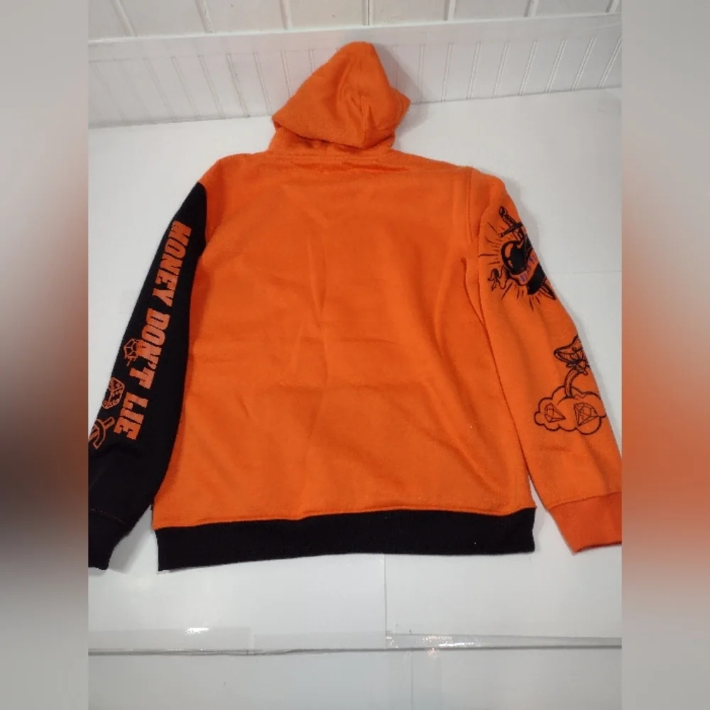 Black Pike Men's Orange and Black Graphic Hoodie Size ((2XL)